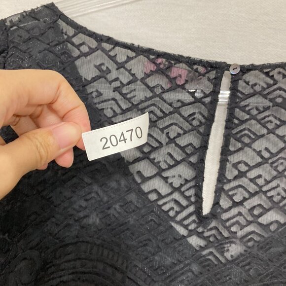 Calypso St. Barth Medium Gray Artsy Art to Wear Textured Side Slit Sheer Top - Picture 11 of 11